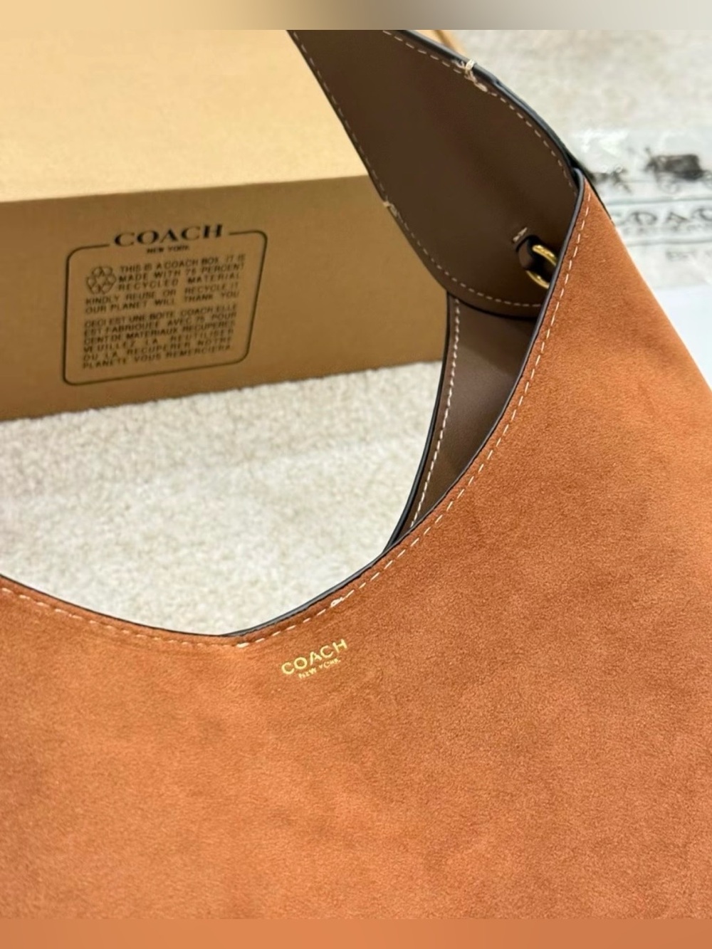 Coach Suede Shoulder Hobo in Saddle - Picture 3 of 5